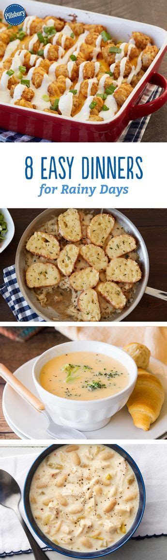Can anyone suggest some good rainey day dinner recipes? Save These 10 Easy Dinners for a Rainy Day (With images) | Comfort food recipes dinners, Easy ...