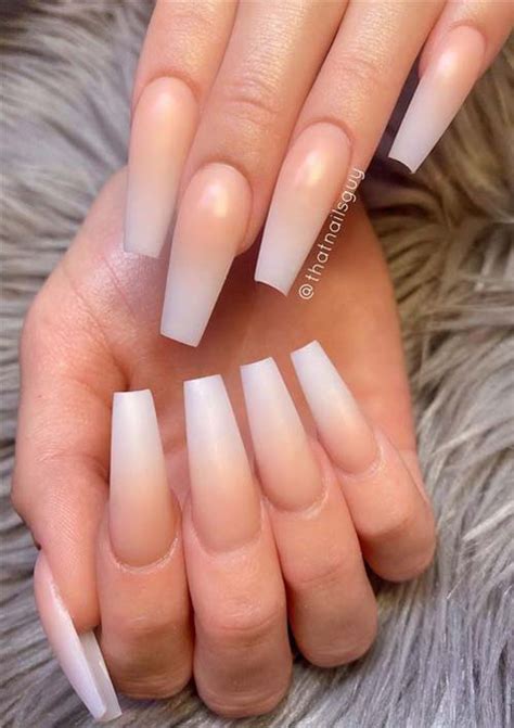 Coffin short pink and white ombre nails. 15 Most Impressive Ombre Black Long Acrylic Coffin Nails ...
