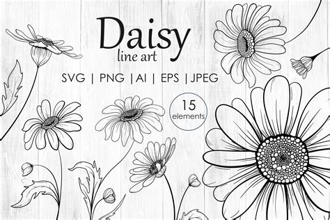 Scrapbooking Craft Supplies Tools Embellishments Daisy SVG PNG Bundle