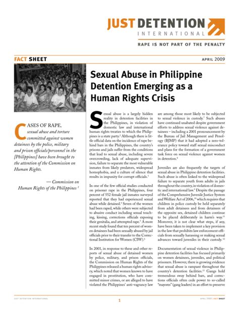 Sexual Abuse In Philippine Detention Emerging As A Human Rights