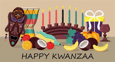 Happy Kwanzaa Invitation Vector For Web Card Social Media Happy