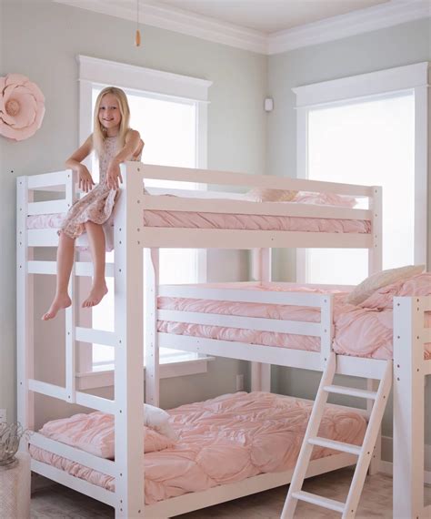 Sydney L Shaped Triple Bunk Bed In White Bed For Girls