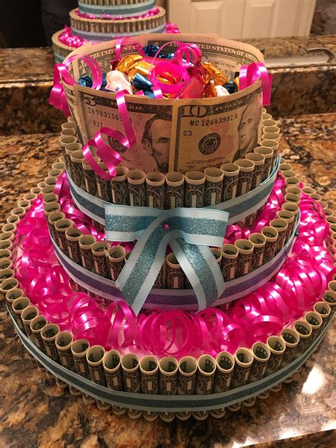 Made by us @cakeclubapp www.cakeclub.me. Money cake out of dollar bills for daughter's 18th ...