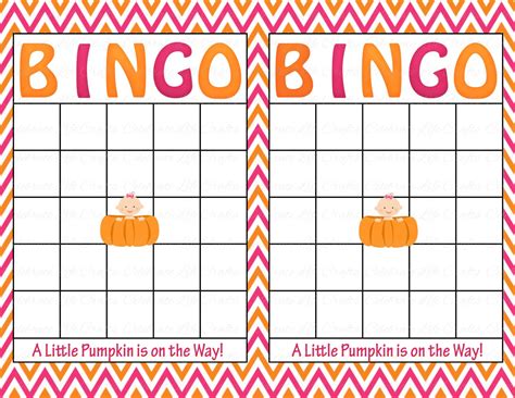 Blank Baby Shower Bingo Cards Printable Party Baby Girl