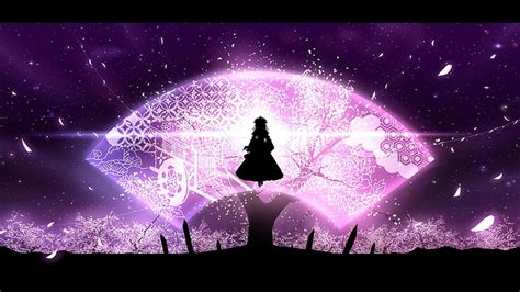 Hd Wallpaper Silhouette Of Female Artwork Touhou Saigyouji Yuyuko