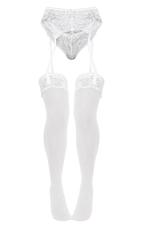 White Suspender Hold Up And Panties Set Prettylittlething Uae