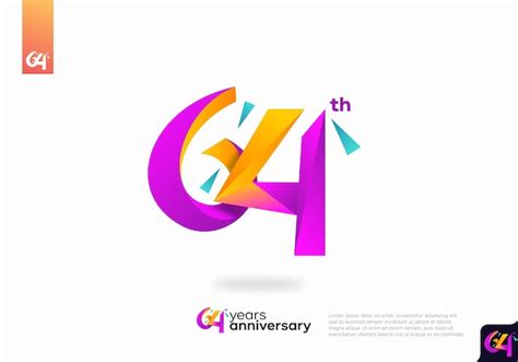 Premium Vector Number 64 Logo Icon Design 64th Birthday Logo Number