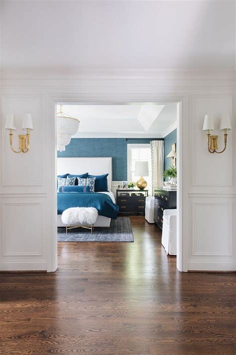 wainscotting hallway leading  blue master bedroom deco guest