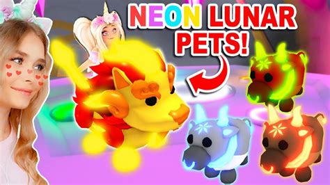 All Of The Lunar Pets Neon In Adopt Me Roblox Youtube