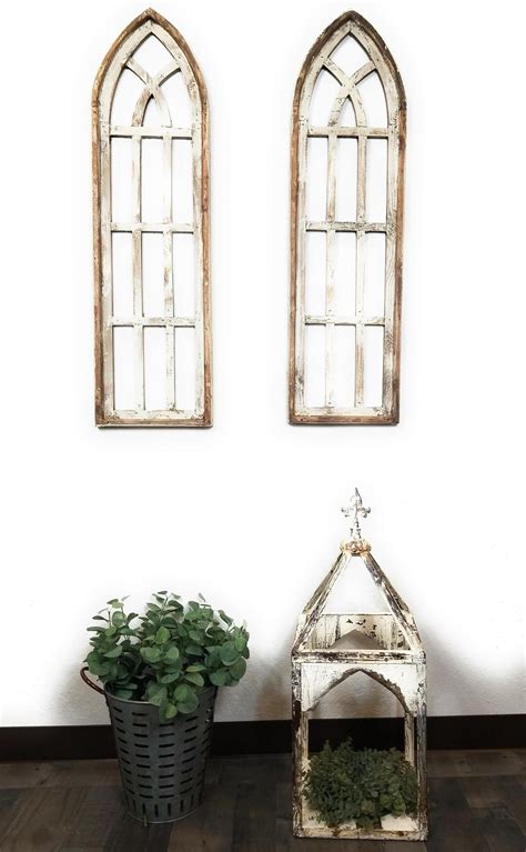 Set Of 2 White Waters Cathedral Windows Farmhouse Cathedral Etsy