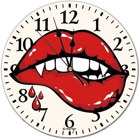Aluoni 10 Inch Wall Decorative Clock Vampire Woman Mouth