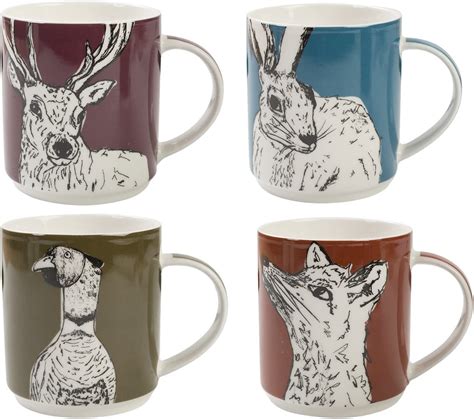 Creative Tops Into The Wild Set Of 4 Fine China Stacking Mugs By