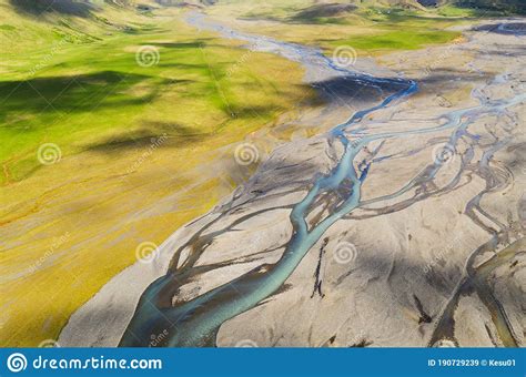 Beautiful Aerial View Of Glacier River System In Iceland Stock Image