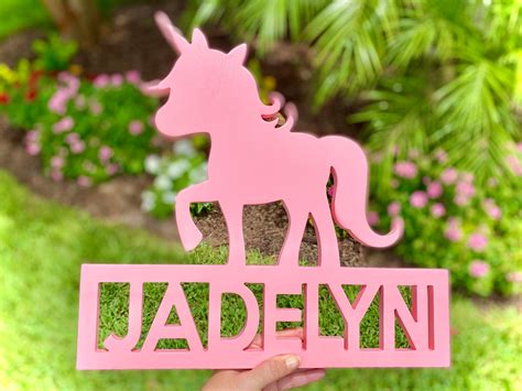 Unicorn Name Sign Girls Unicorn Decor Kids Bedroom Door Etsy