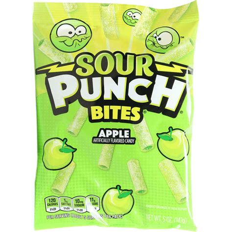 Sour Punch Bites Green Apple Fruit Flavored Chewy Candy 5oz Bag Packaged Candy Festival