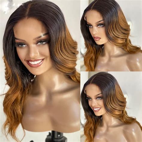 Amazon Com Oulaer Ombre Blonde Body Wave X Lace Front Wigs Human