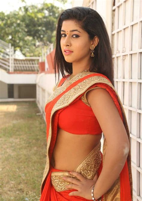 Actress Pavani Sexy Pictures In Orange Color Saree Hollywood