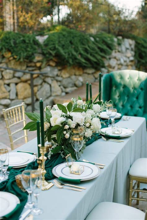 Elegant Emerald Gold Wedding Inspiration Green Wedding Decorations