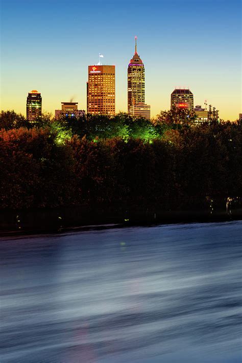 Downtown Indy Skyline At Sunrise Vertical Indiana Cityscape