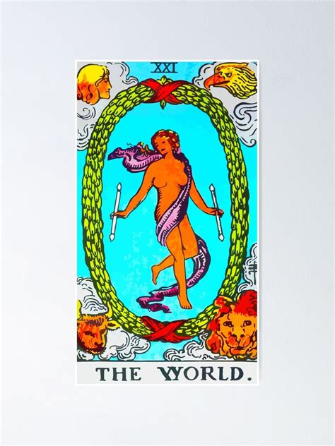 Tarot Card The World Poster By Tanabe Redbubble