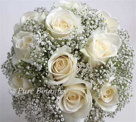 Handtied Posy Bouquet Of Ivory Roses And Delicate Gypsophila Flowers