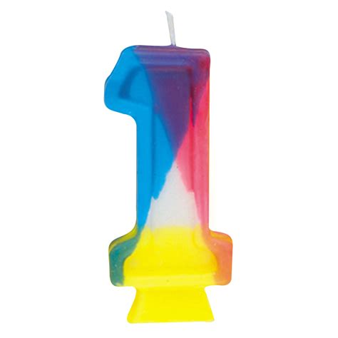 Unique Industries Number 1 Shaped Multi Color 1st Birthday Candle 275
