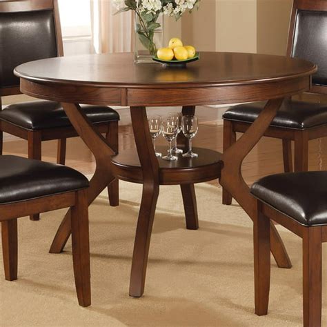 Bowery Hill Round Dining Table With Shelf In Brown