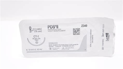 Ethicon Z340 0 Pds Ii Polydioxanone Stre Ct 1 36mm 12c Taper 27inch