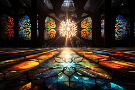 Rays Of Bright Sun Pass Through Colored Stained Glass Stock Image Image Of Multicolored