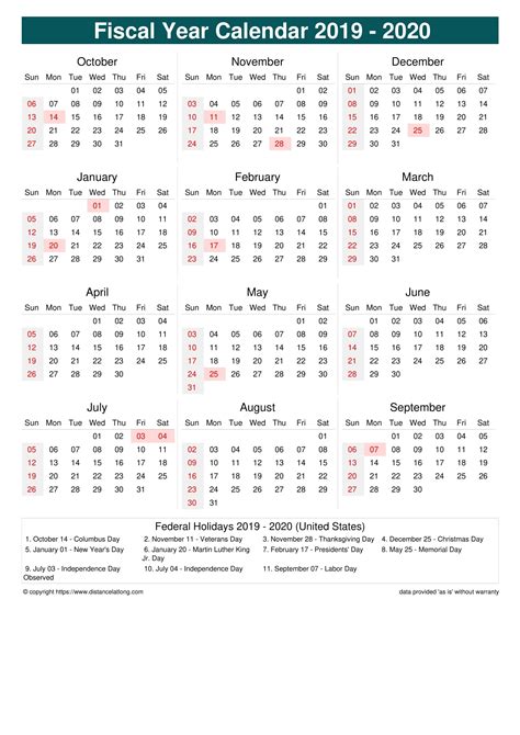 Financial Calendar 2019 2020 In Weeks