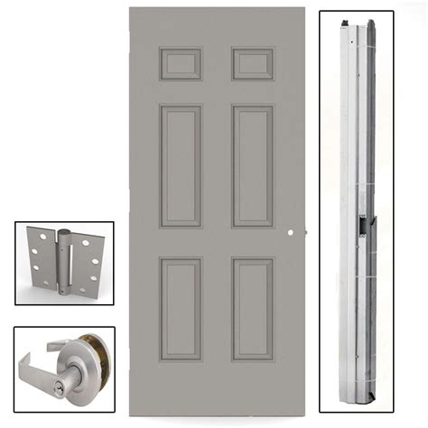Lif Industries 36 In X 80 In Gray 6 Panel Steel Commercial Door