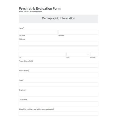 Psychiatric Evaluation Template Customize Use Now Formstack
