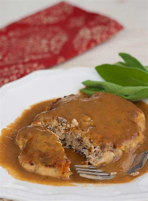 turkey and mushroom meat loaf patties with pan gravy