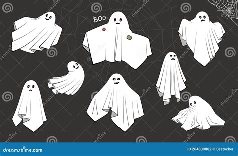 Different Cloth Ghosts With Scary Spooky Happy And Funny Faces