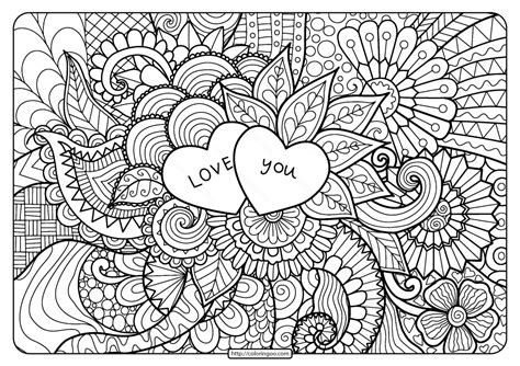 Print a4 sheet and fill tangle ready strings to get his zentangle. Free Printable Love You Zentangle Pdf Coloring Page