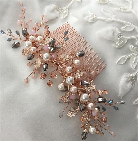 It has a slightly baby powdery smell with hints of soft pink roses. Bridal hair comb,Vintage inspired,Rose gold,pink silver ...