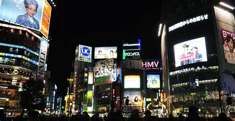 Shibuya Crossing Nighttime At The Famous Shibuya Crossing In Tokyo