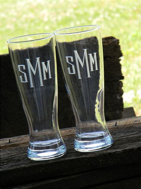 For Nat And Andy Set Of 2 Monogrammed Beer Pilsner Glass With Hand Engraved To Order On Etsy