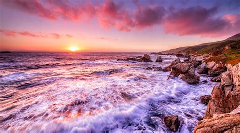 Beautiful Sunset Over California Coast Stock Image Image Of Shore