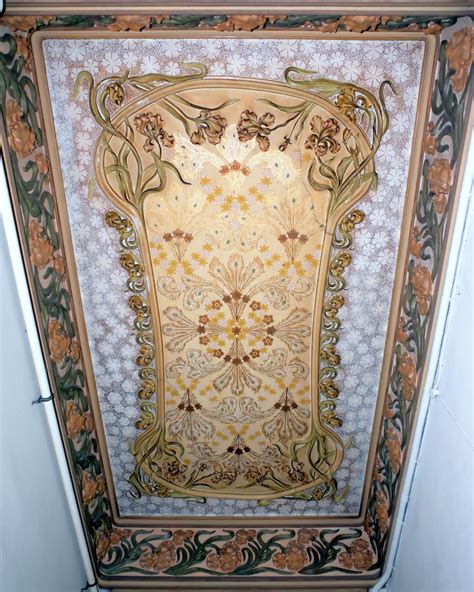 Art nouveau (means 'new art') and art deco both represent modernist elements. Art nouveau ceiling