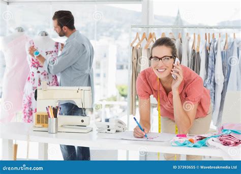 Fashion Designers At Work In Bright Studio Stock Image Image Of