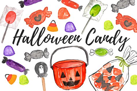 Watercolor Halloween Candy Clipart Illustrations Creative Market