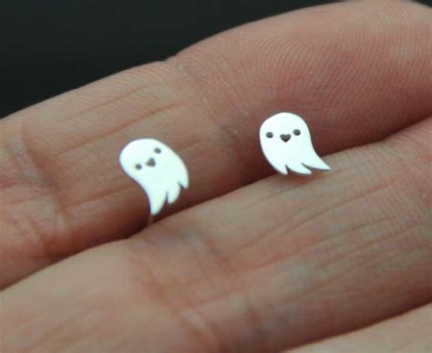 Spooky Halloween Ghost Stud Earrings In Sterling Silver Ghost