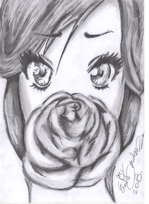 Shy Eyelash Girl With Flower By Esanchezz Drawing On Deviantart