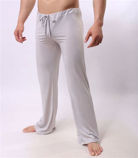 sexy male sleep bottoms lounge pants soft ice silk home clothes men s casual pants breathable