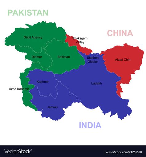 Map Of Kashmir Is A Geographical Region Royalty Free Vector