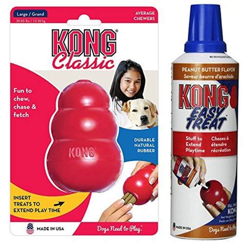 Kong Classic Dog Toy Large Red And Kong Easy Treat Peanut Butter Flavor