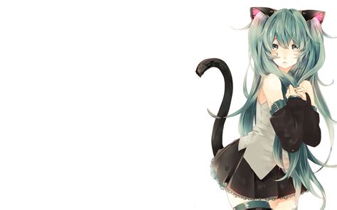 Nekomimi White Background Skirt Vocaloid Tail Cat Ears Wallpaper