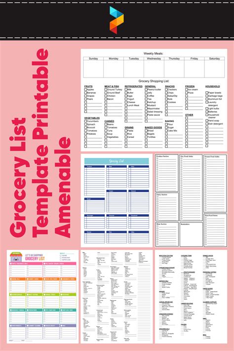 10 Best Grocery List Template Printable Amenable