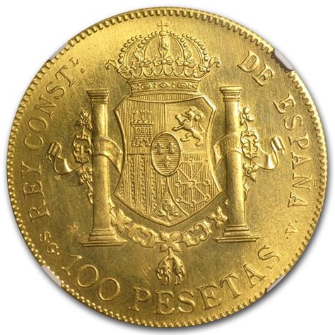 Buy 1897 Spain Gold 100 Pesetas Alfonso Xiii Ms 64 Ngc Apmex